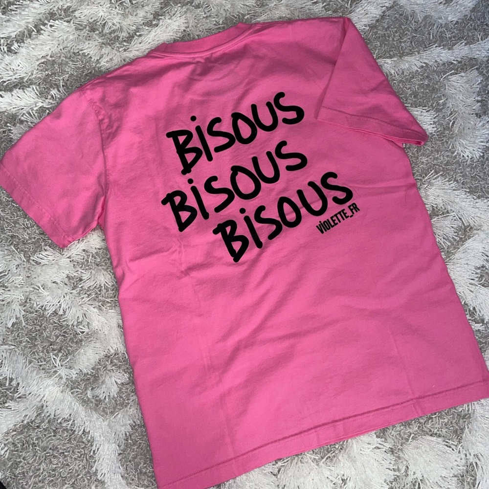'Bisous' Graphic Short Sleeve Tee - Pink